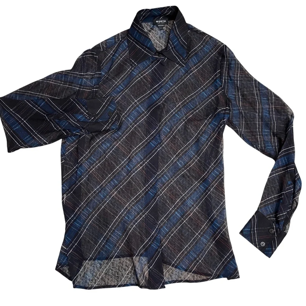 Worth Medium Sheer Button Down Ladies Blouse 100%‎ Silk